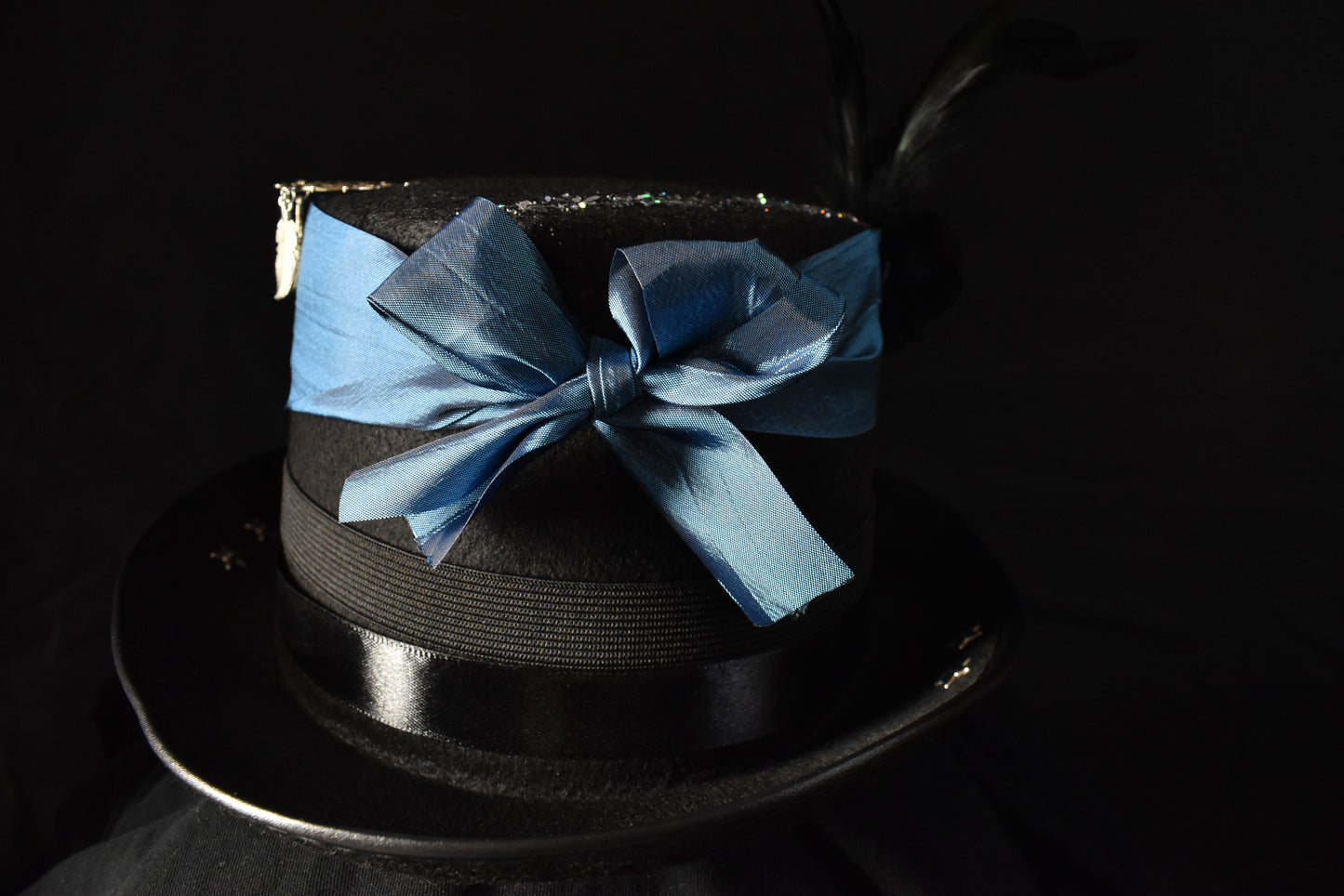 Chapeau steampunk ruban bleu