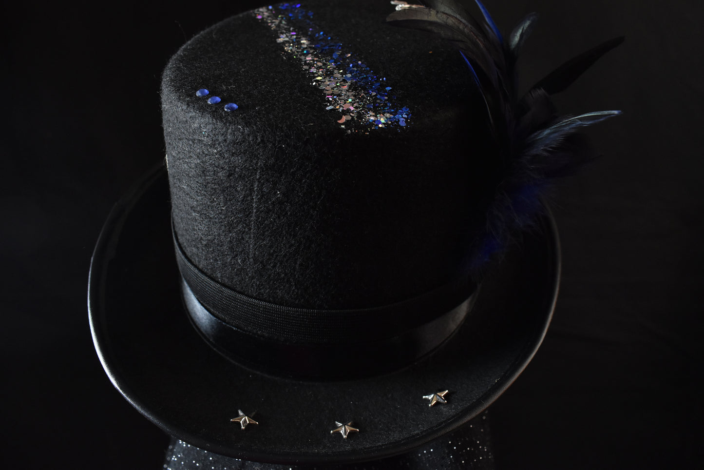Chapeau steampunk bleu pique argenté