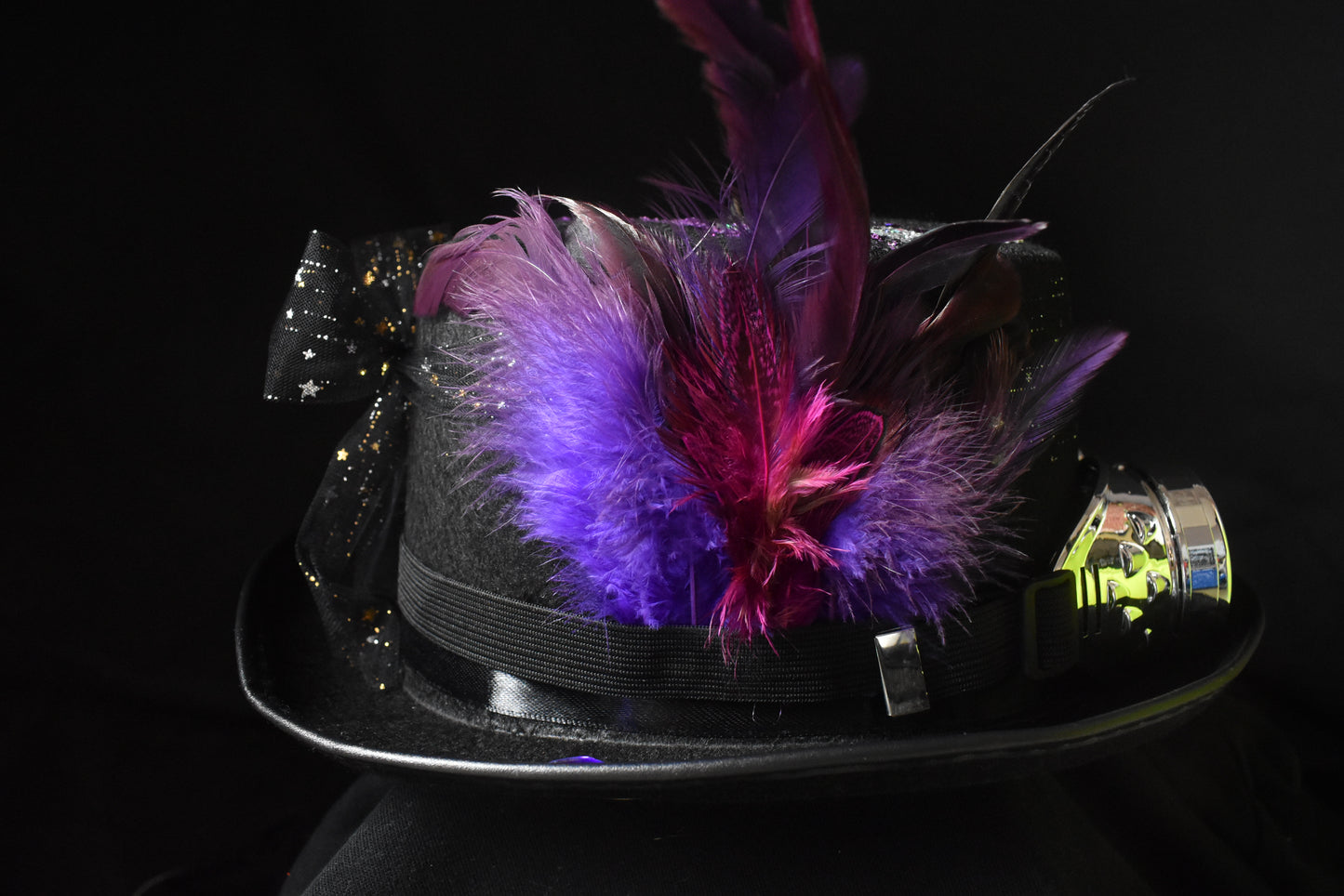 Chapeau steampunk mauve rose