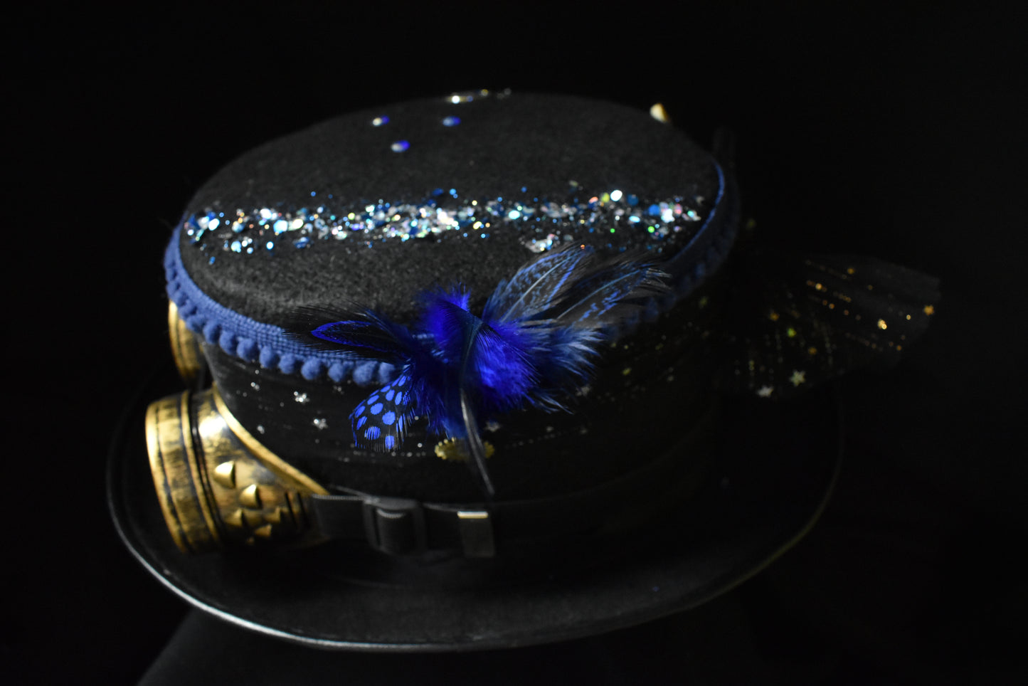 Chapeau steampunk bleu