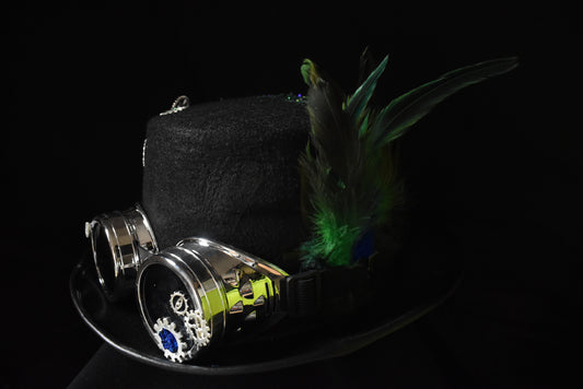 Chapeau steampunk vert bleu