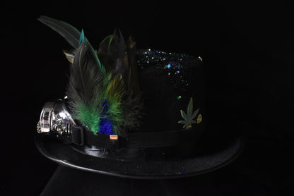 Chapeau steampunk vert bleu