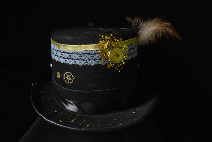 Chapeau steampunk gris doré