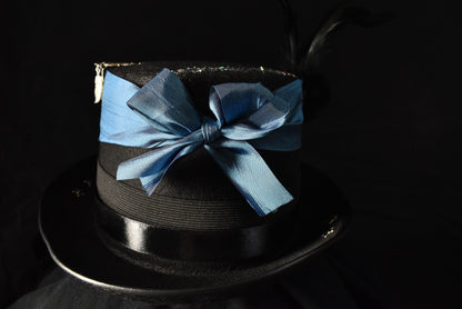 Chapeau steampunk ruban bleu