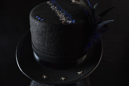Chapeau steampunk bleu pique argenté