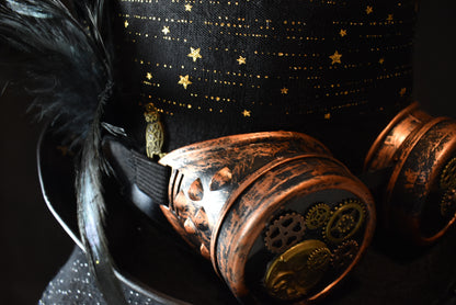 Chapeau steampunk horloge doré
