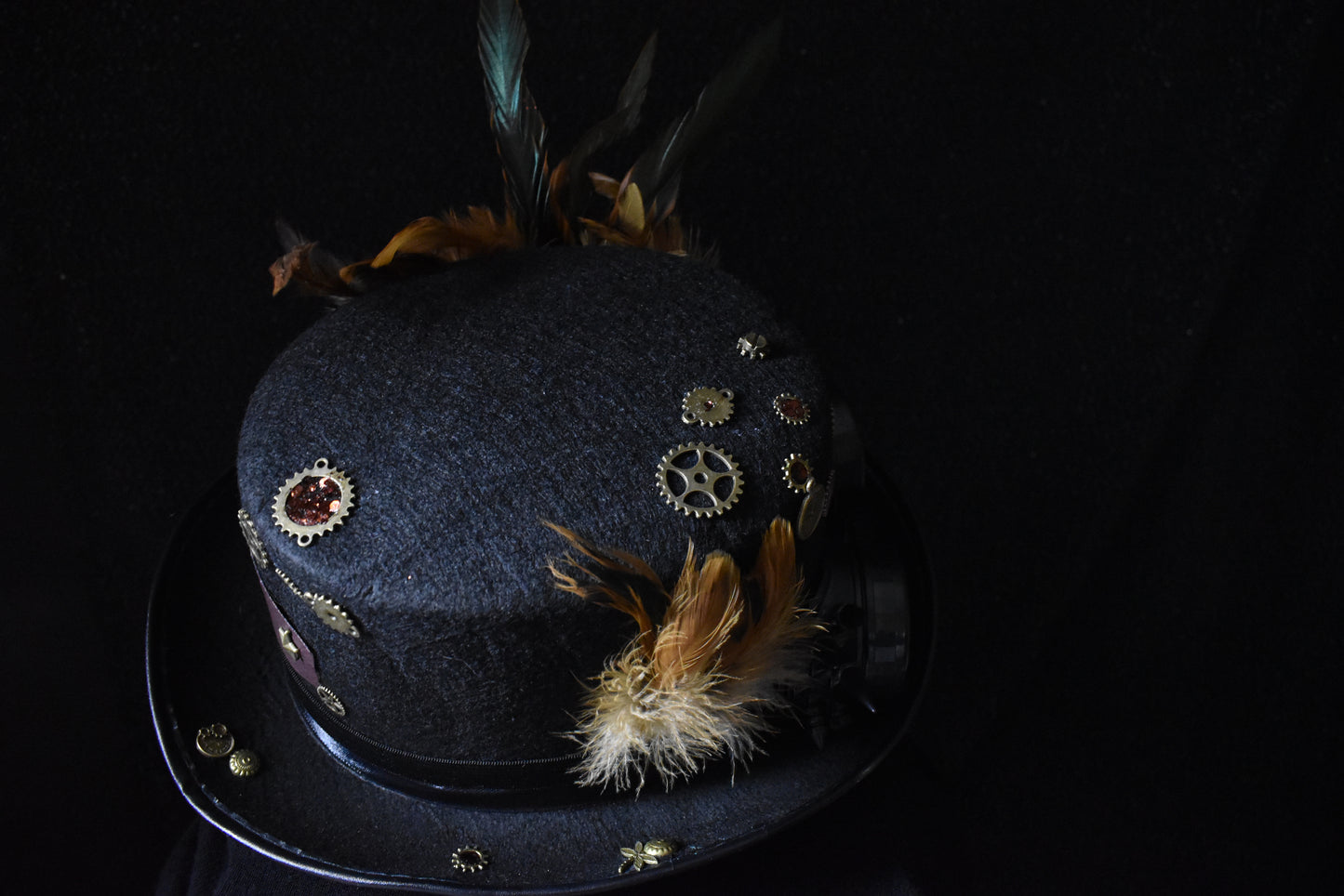 Chapeau steampunk pique noir bronze