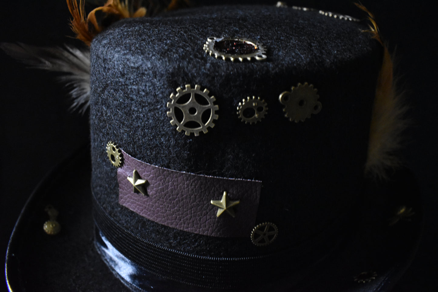 Chapeau steampunk pique noir bronze