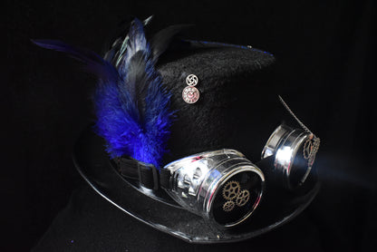 Chapeau steampunk bleu argenté