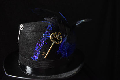 Chapeau steampunk bleu argenté