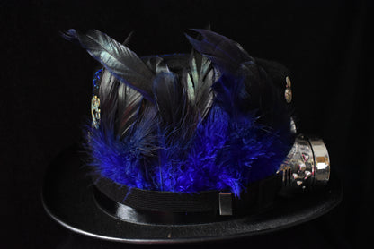 Chapeau steampunk bleu argenté