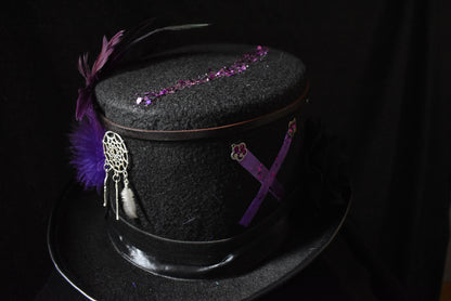 Chapeau steampunk mauve fleur